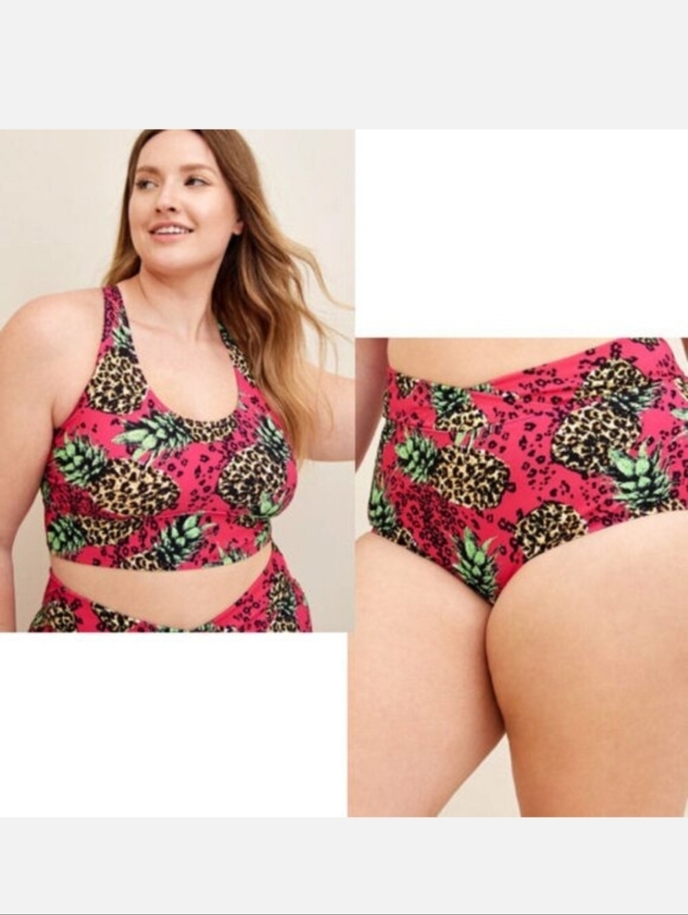 EUC TORRID JUICY PINEAPPLE BIKINI ROCKABILLY RETRO TROPICAL SZ 1&2